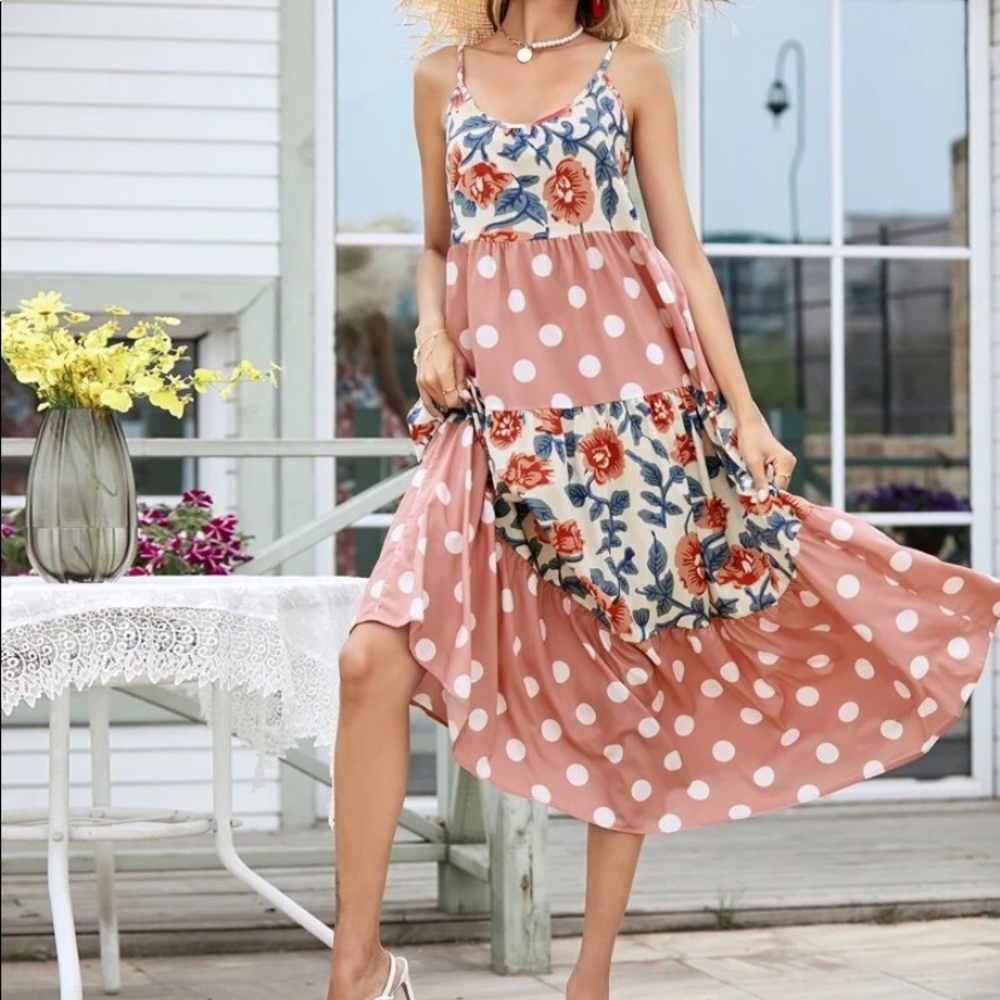Boho dot and floral cami maxi dress - Picture 6 of 7